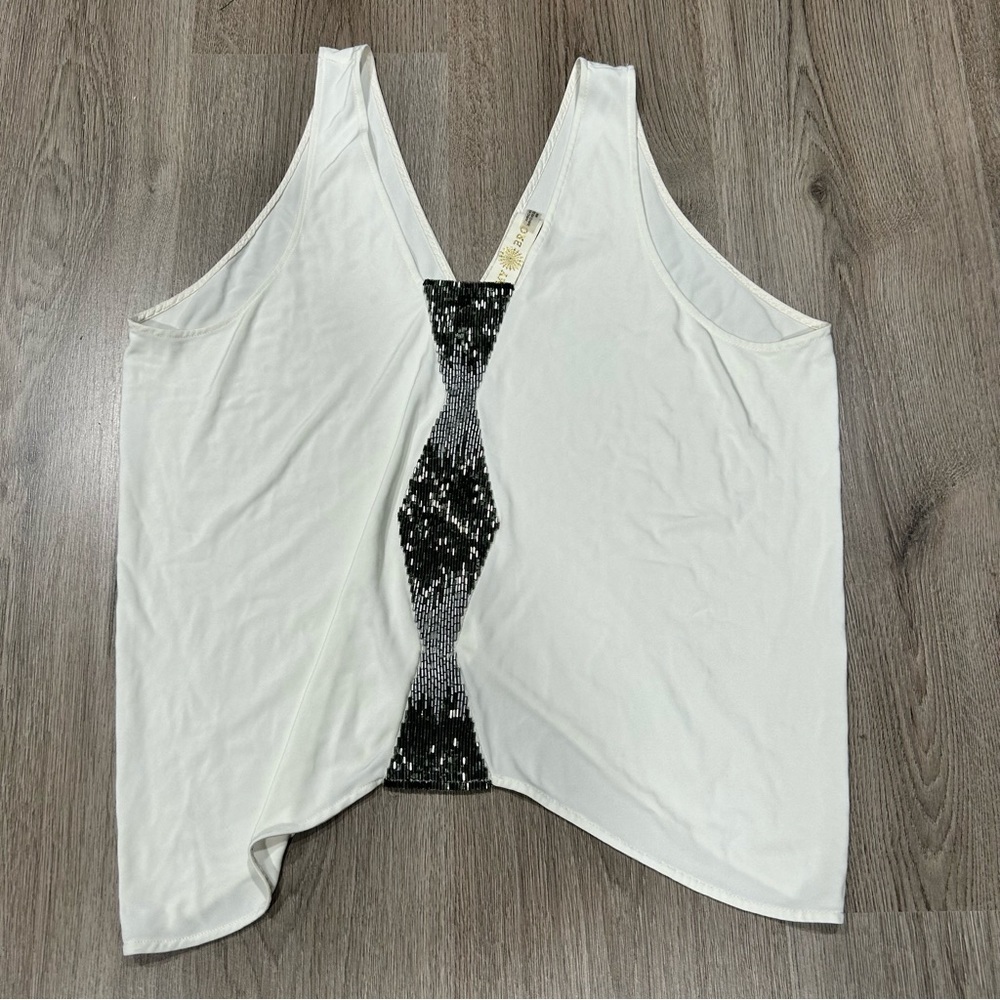 RAMY BROOK white beaded tank top E12